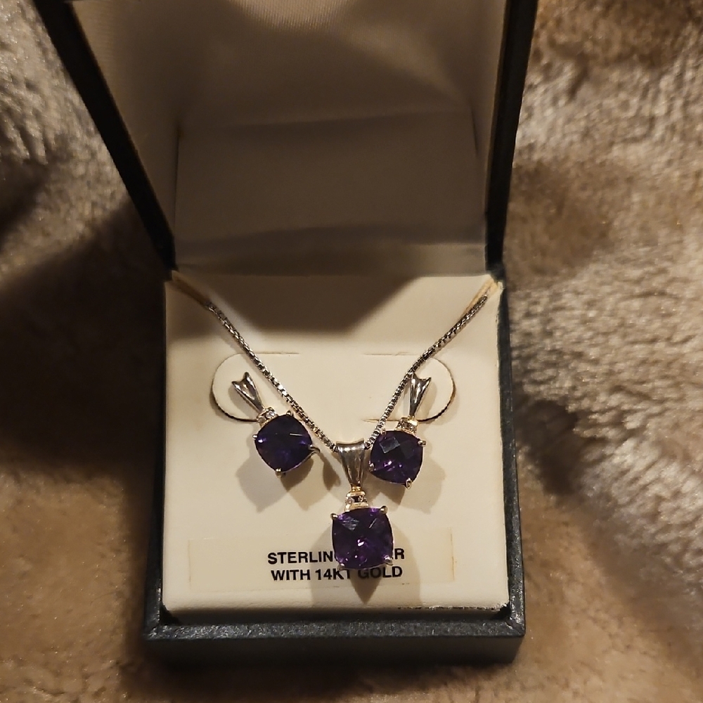 Elegant Amethyst Necklace and Earring Set